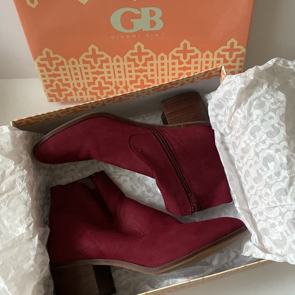 Gianni Bini Wand-Erer Leather Upper Cherrywood Boot Size 9.5 - Picture 11 of 11